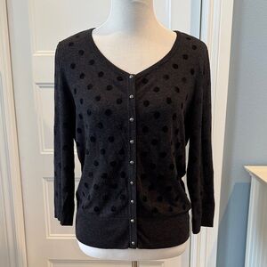 WHBM XL Black Polka Dot Women's Sweater EUC